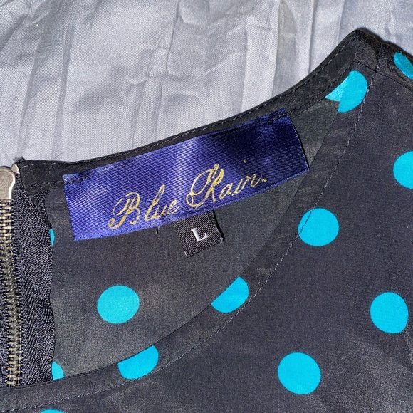 Navy Blue and Teal Polka Dot Blouse - Picture 3 of 4
